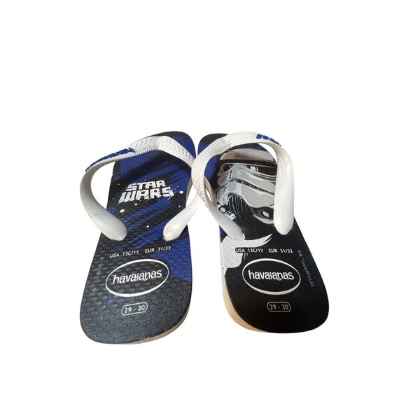 Havaianas Kids Star Wars Flip Flops 13/1White & Blue Rubber Sandals Stormtrooper - Picture 4 of 4